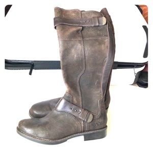 Ugg Gayle Brown Distressed Leather Tall Boot Women
